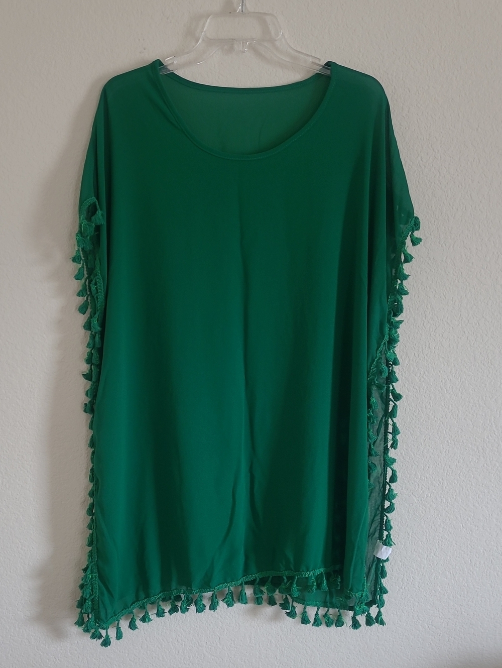 Emerald Green Tassel-Trim Tunic Swim Over OS - Picture 2 of 6